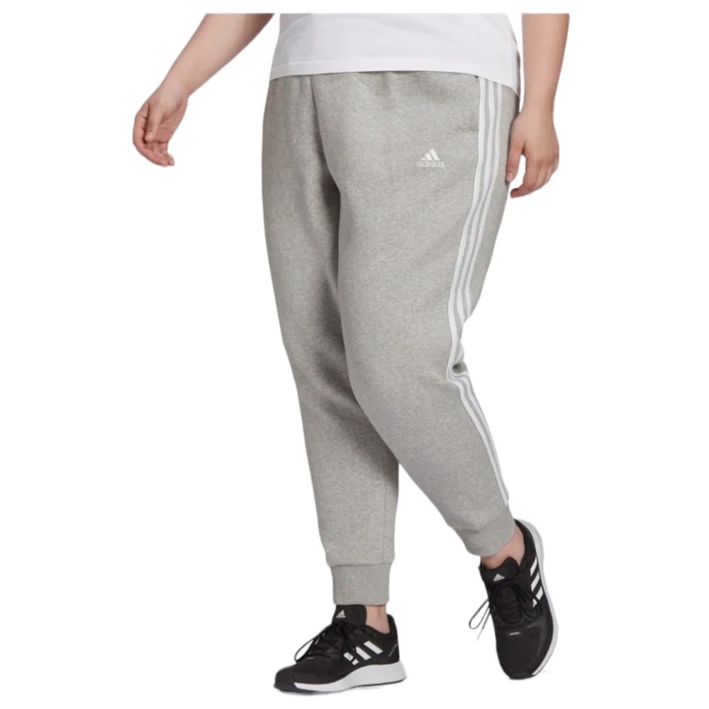 ADIDAS Women’s Medium Grey 3-Stripes Fleece Pants/Joggers. Size: 2X